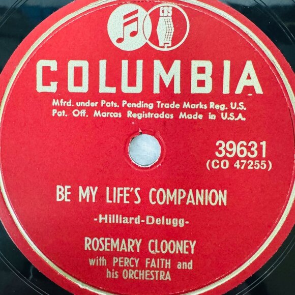 Rosemary Clooney Be My Lifes Companion 10in Shellac 78 RPM Columbia 39631 - Picture 2 of 4